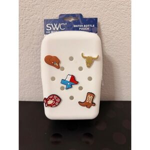 SWC Sip With Color White Silicone Water Bottle Pouch Texas Western‎ Charms NEW